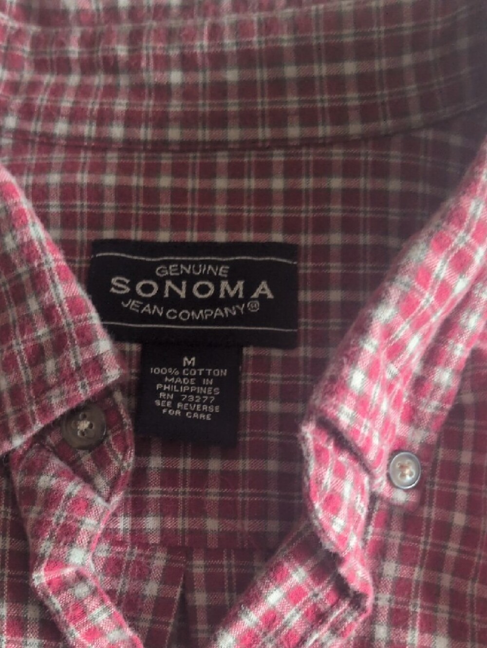 Sonoma Red and White Plaid Short-Sleeve Button-Down Shirt - Picture 4 of 6